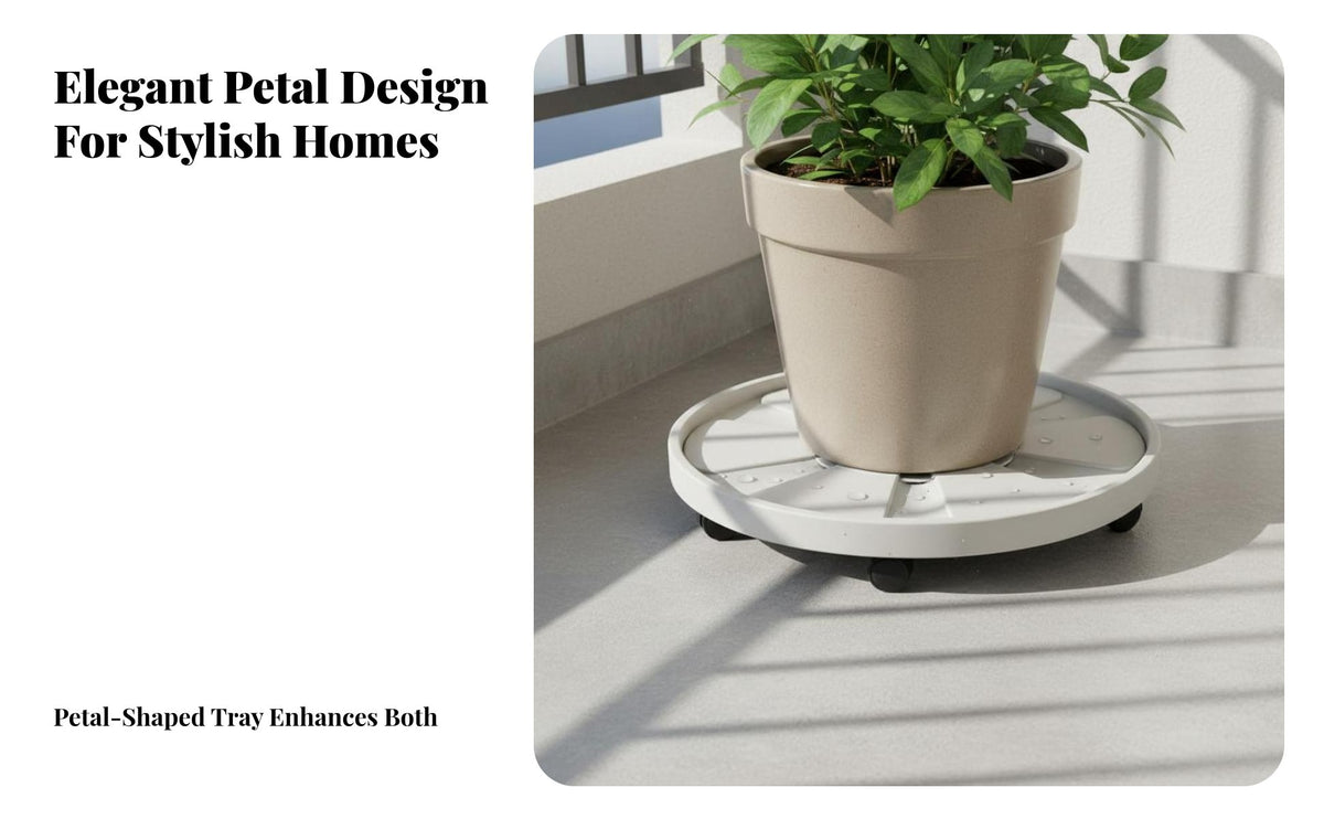 Flower Pot Tray with Wheels Water Storage Wheeled Planter Saucer Thickened Material Potted Plant Roller Base for Gardeners, Homeowners, Balcony, Patio