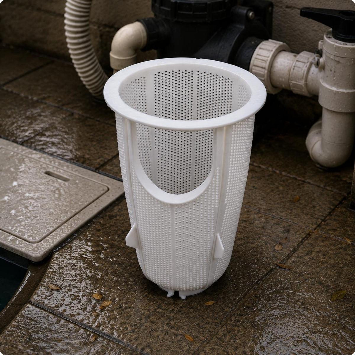 Reinforced Ribs Pool Filter Basket Wide Rim Tapered Filter Basket Tall Design Mesh Strainer