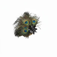 Peacock Feather Hair Fastener Iridescent Spot-Catching Design Feather Fascinator Headpiece 1920s Roaring Twenties Headpiece