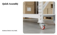 360° Swivel Casters Mobile Shelving Unit with Wheels Multi-Purpose Rolling Storage Rack High Weight Capacity Rolling Utility Shelf Easy Assembly for Warehouse, Workshop, Basement