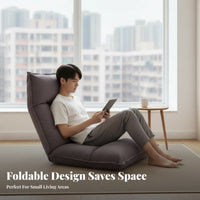 Foldable Design Adjustable Backrest Chair Back Support Multi-Position Floor Recliner High-Resilience Padding Lounge Seat Breathable Textile for Students, Gamers, Young Adults, Bedroom, Bay Window, Living Room