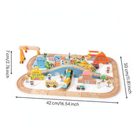 90 Pieces Wooden Train Set Diy Wooden Railway Set Toy Train Track with Accessories Non Playset BPA-Safe for Children, Playroom