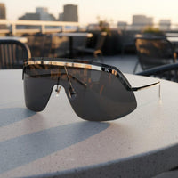 Oversized Visor Sunglasses Rimless Modern Silhouette Sunglasses Non-Polarized Sun Shades for Women, Driving