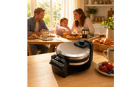 Double-Sided Heating Electric Waffle Waffle Iron Nonstick Surface Rotating Waffle Waffle Iron Temperature Control Breakfast Appliance Indicator Lights