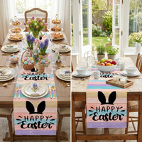 Easter Table Runner Festive Design Bunny Gnome Table Runner Lively Printing Studio Decoration for Party Hosts, Homeowners, Kitchen, Home