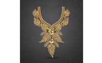 Beaded Applique with Rhinestones Handmade V-Neck Collar Applique DIY