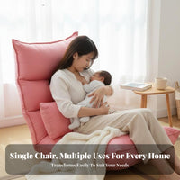 Removable and Cleanable Cover Adjustable Floor Lounger Support Foldable Padded Chaise Lounge Ergonomic Design spinerest Pillow No Assembly Required for Nursing Mothers, Students, Bay cozy area, On the Bed, Living Room, Small Apartments
