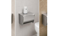 Bathroom Tissue Dispenser with Cover Rustproof Toilet Roll Holder with Shelf Hardware Modern Compact for Bathroom