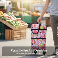Portable Foldable Shopping Cart With Wheels Foldable Shopping Cart Bag Space-Saving Collapsible Rolling Tote Lightweight for Shoppers, Students, Market, Supermarket, Laundry, Outdoor Activities