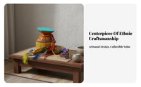 Tibetan Drum Handmade Percussion Instrument Ethnic Look for Spiritual Practitioners, Music Beginners, Meditation Gatherings, Festivals, Parties