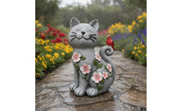 Glowing Cat Figurine with Solar Light Whimsical Solar Garden Statue Automatic Cat Statue Waterproof for Gardeners, Pathway