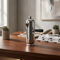 Round Base Stainless Steel Kettle Ornament Polished Silver Coffee Pot Ornament Domed Top Decorative Tabletop Kettle
