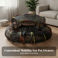 2-in-1 Design Cat Tent and Tunnel Set Lightweight Rainbow Cat Play Tent Long-Lasting Foldable Pet Playhouse Easy to Clean for Kittens, Rabbits, Small Animals, Indoor, Travel, Outdoor, Camping