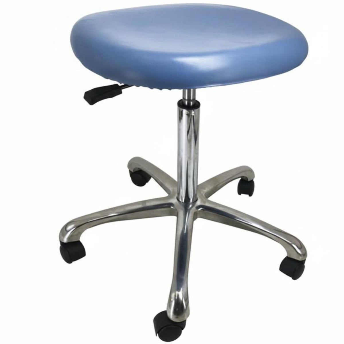 360-Degree Swivel Adjustable Therapist Stool 5-Point Base Adjustable Wheeled Stool Padded Cushion Rolling Seat Backless Design for Medical Professionals, Laboratory Technicians, Rehabilitation Facility, Hospital, Laboratoryoratory, Workshop