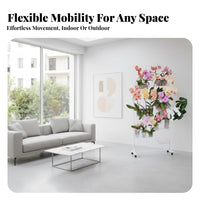 Indoor/Outdoor Use Wrought Iron Blossom Rack Mobile Design Multi-Tier Plant Stand With Wheels Metal Flower Pot Holder Space-Saving for Exhibitors, Shop Owners, Balcony, Wedding Decoration, Exhibition, Retail Shop