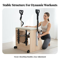 Pilates Exercise Chair Multi-Functional Pilates Stability Chair Muscle Strengthening Stretching Stretch Instructor Improves Posture for Home Gym Users, Adults, Women, Workout, Living Room