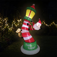 Inflatable Lighthouse with Santa and Reindeer Outdoor Inflatable Lighthouse with Santa Lighted Christmas Decoration for Yard, Lawn