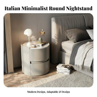 Minimalist Design Bedside Storage Cabinet Sintered Stsingle Top Cylindrical Two-Drawer Nightstand Round Shape Night Table Modern visual appeal for Interior Designers, homeowners, Apartment Dwellers, Living Room, Hallway