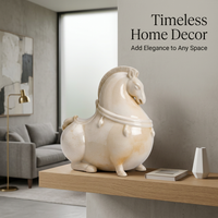 Ceramic Horse Statue for Display, Retro Chinese Horse Figurine for Tea Room, Collectible Animal Sculpture for Desk, Handmade Horse Ornament for Gift