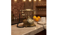 Ornate Antique Phone Message Book Bronze and Gold-Toned Rotary Desktop Telephone Resin Body Vintage Rotary Phone Ornament Metal Accessories