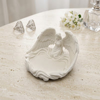 Sculpted Fairy Jewelry Tray Compact Winged Fairy Catchall Charming Angel Jewelry Dish Beautiful for Women, Bedside Table