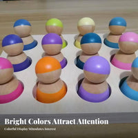 12 Pieces Stackable Montessori Type Figures Rainbow Wood Peg Dolls Develops Fine Movement Skills for Toddlers, Kids, Preschool, Daycare