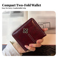 women's Short Wallet Vintage Design women's Bifold Wallet Snap Closure Compact Card Holder Purse for Students, Commuters, Daily Use, Travel, Shopping