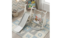 Shark Playset with Slide Complete Indoor Outdoor Playset with Swing Freestanding Young Child Slide with Basketball Hoop for Playroom, Patio