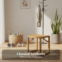 Rectangular Frame Stool Traditional Chinese and Design Low Bench Full Wood Construction Household Furniture for Homeowners, Families, Hallway, Balcony