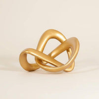 Geometric Knot Sculpture Minimalist Design Luxe Knot Statue Glossy Surface Gold Abstract Statue for Living Room