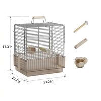 Folding Bird Cage with Top Handle, Portable Bird Cage in Stainless Steel Metal, Small Bird Cage for Outdoor Travel