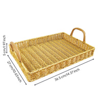 Wicker Serving Basket with Handles Rectangular Wicker Tray with Handles Versatile Rectangle Serving Tray for Hosts, Bakery, Kitchen
