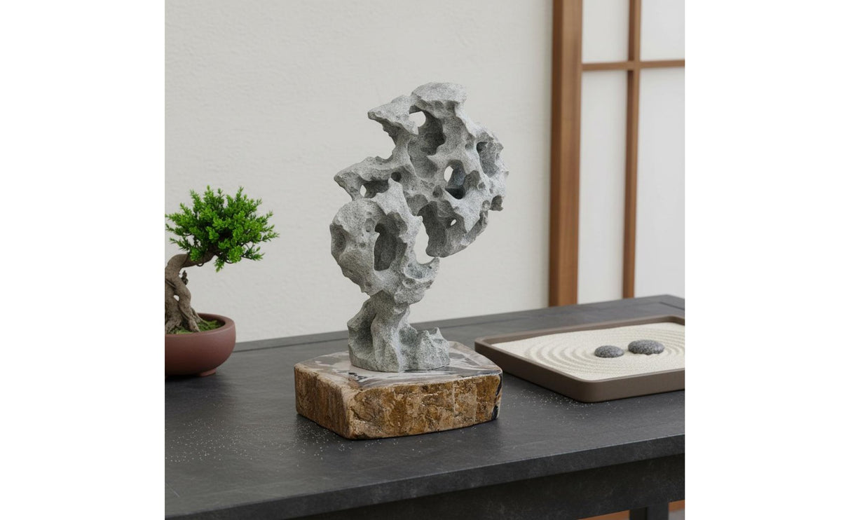 Lake Stone Imitation Asian Inspired Scholar's Rock Decoration Miniature Rockery Sculpture Naturalistic Design for Desktop