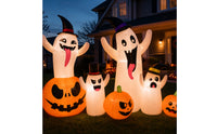 Halloween Inflatable Ghost with Pumpkins Outdoor Ghost Inflatable LED-and Company Air-Blown Yard Decoration Easy Setup for Lawn