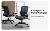 Height Adjustable Mesh Back Swivel Chair Ergonomic Design Office Furniture Lumbar Support Effortless Rolling Casters for Receptionists, Students, Gamers, Conference Room, Bedroom