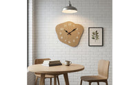 Irregular Rounded Face Wood-Grain Wall Clock Raised Numerals Wood Grain Wall Clock