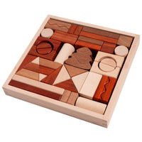 43 Pieces Wooden Blocks with Storage Tray Montessori Wooden Blocks with Tray Educational Construction Toy Set for Tabletop Play