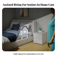 No-Drill Adjustable Bed Assist Non-Slip Handle Bed with Storage Pocket Tooltool-Less Assembly Mobility Aid Portable Design for Seniors, Bedside, Bedroom