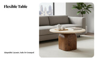2 Pieces Wabi-Sabi design Nesting Coffee Tables Space-Saving Round Nesting Tables Mixed Material Table Set sturdy Construction for Apartment Dwellers, Design lovers, Homeowners, Living Room, Small Spaces, Lounge Area, Bedroom
