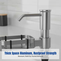 Kitchen Soap Dispenser, Space Aluminum Press Pump, With Storage Rack for Sink