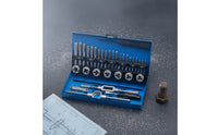 Hand Tap Bit Set Full Size Range Metal Threading Set Storage Case Thread Cutting Kit for Mechanics, Workshop, Repair Job, Garage