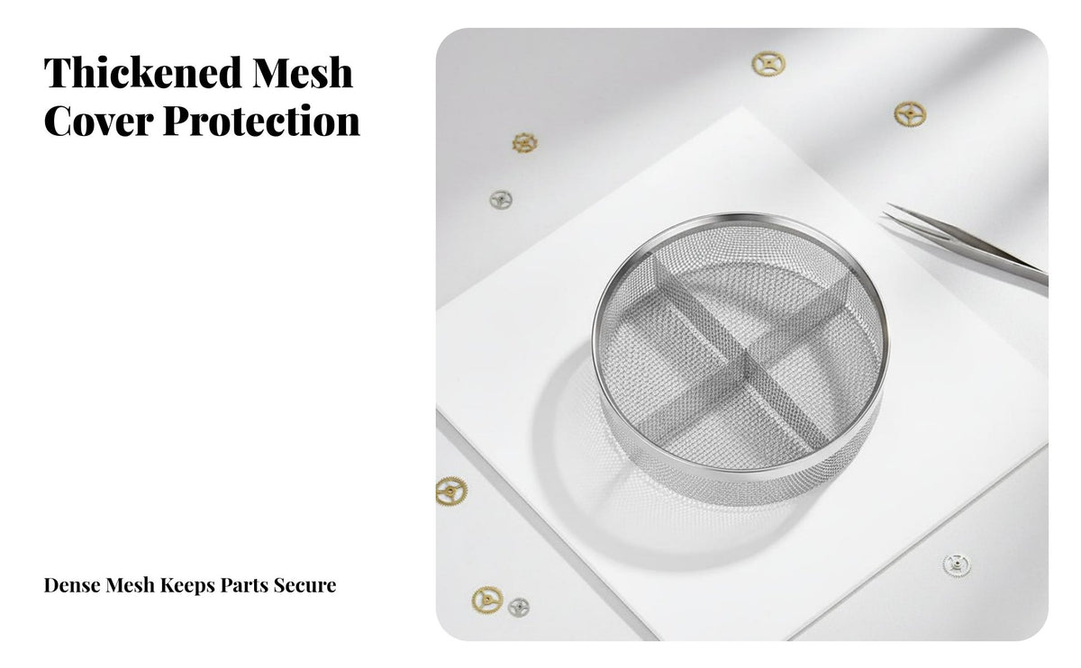 Stainless Steel Watch Washing Basket Easy to Clean Watch Parts Cleaning Basket Divided Parts Cleaning Tray Secure Lid