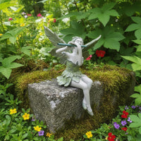 Resin Fairy Figurine Winged Fairy Statue Whimsical Garden Statue with Wings Detailed for Fantasy Lovers, Gardeners, Patio, Planter