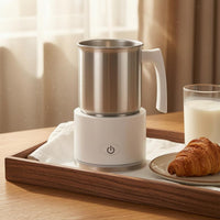 Stainless Steel Electric Milk Frother Transparent Lid Automatic Milk Frother Compact