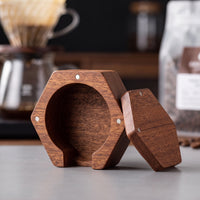 Hexagonal Coffee Filter Holder with Cutout Wooden Coffee Filter Holder Compact Organizer Solid Wood for Baristas, Kitchen Counter