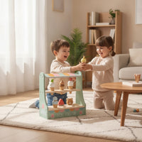 Ice Cream Display Stand Tabletop Toy Ice Cream Shop Wooden Play Food Set Pretend Playset Imaginative for Children, Playroom