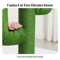 Sturdy Base Cactus Cat Tree Decorative Design Cactus Scratching Post Easy Assembly Sisal Rope Cat Scratcher for Cats, Kittens, Indoors, Living Room, Bedroom, Home Office