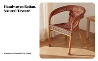 Handwoven Single Person Rattan Seat Ergonomic Backrest Rattan Armchair Sturdy Construction Woven Lounge Chair Lightweight for Seniors, Adults, Homeowners, Living Room, Sunroom, Balcony, Backyard