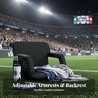Padded spine spinerest Heated Bleacher Chair with spinerest Side Storage Pocket Portable Seating Universal Serial Bus Powered Stadium pad for Sports Fans, Outdoor adventurers, Bleachers, Stadiums, Sporting Events, Outdoors