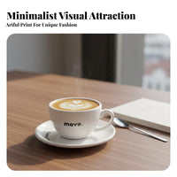 Latte Art Cup Minimalist Design Coffee Cup and Saucer Set Instagrammable Printed Ceramic Mug for Home Coffee Expert S, Young Adults, Cafe, Restaurant
